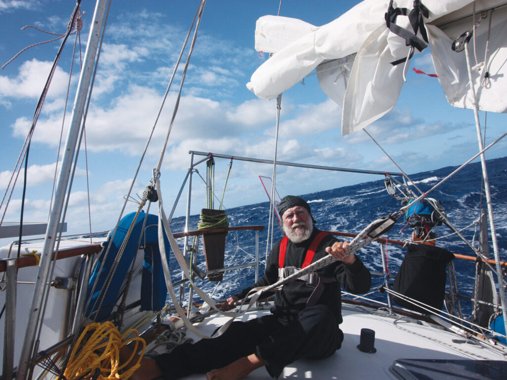 Cap'n Fatty Goodlander on his sailboat Ganesh